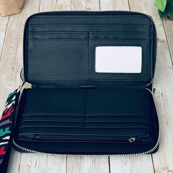 NWT Steve Madden BZIPWEB Black/Gold Zip All Around Wallet Colors Guitar Wristlet - Picture 7 of 12